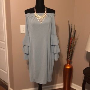 Sea Green Off the Shoulders Dress